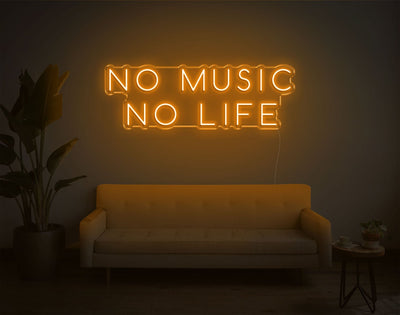 No Music No Life LED Neon Sign - 12inch x 34inchHot Pink