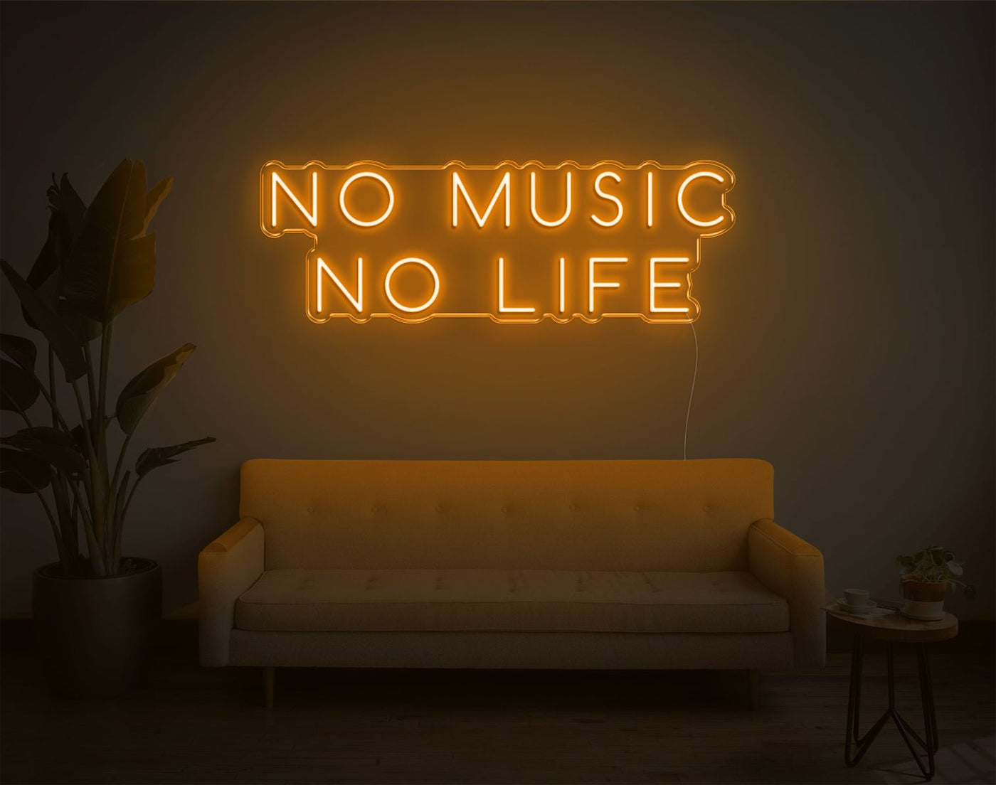 No Music No Life LED Neon Sign - 12inch x 34inchOrange