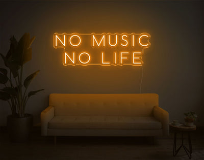 No Music No Life LED Neon Sign - 12inch x 34inchOrange