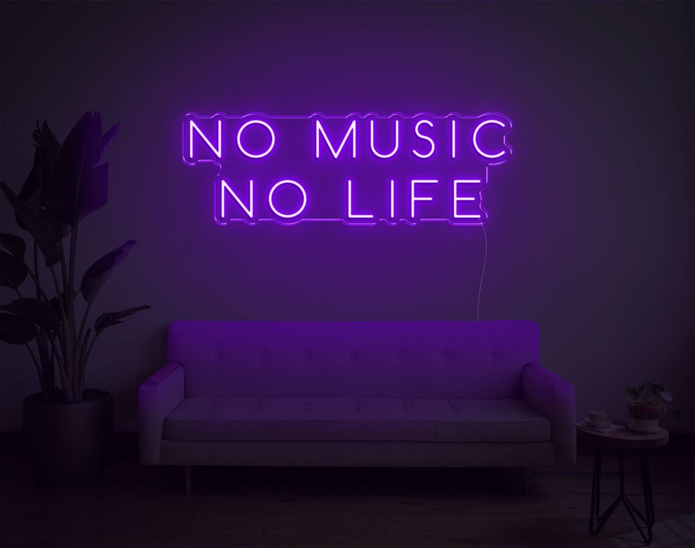 No Music No Life LED Neon Sign - 12inch x 34inchPurple
