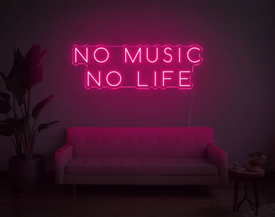 No Music No Life LED Neon Sign - 12inch x 34inchLight Pink