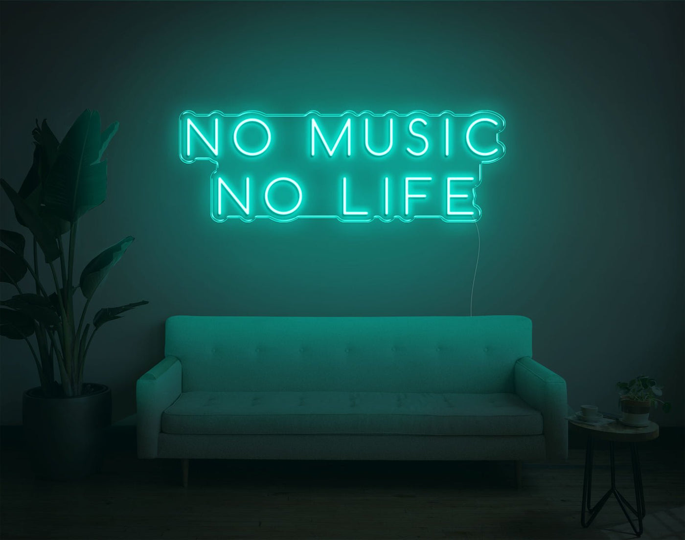 No Music No Life LED Neon Sign - 12inch x 34inchTurquoise