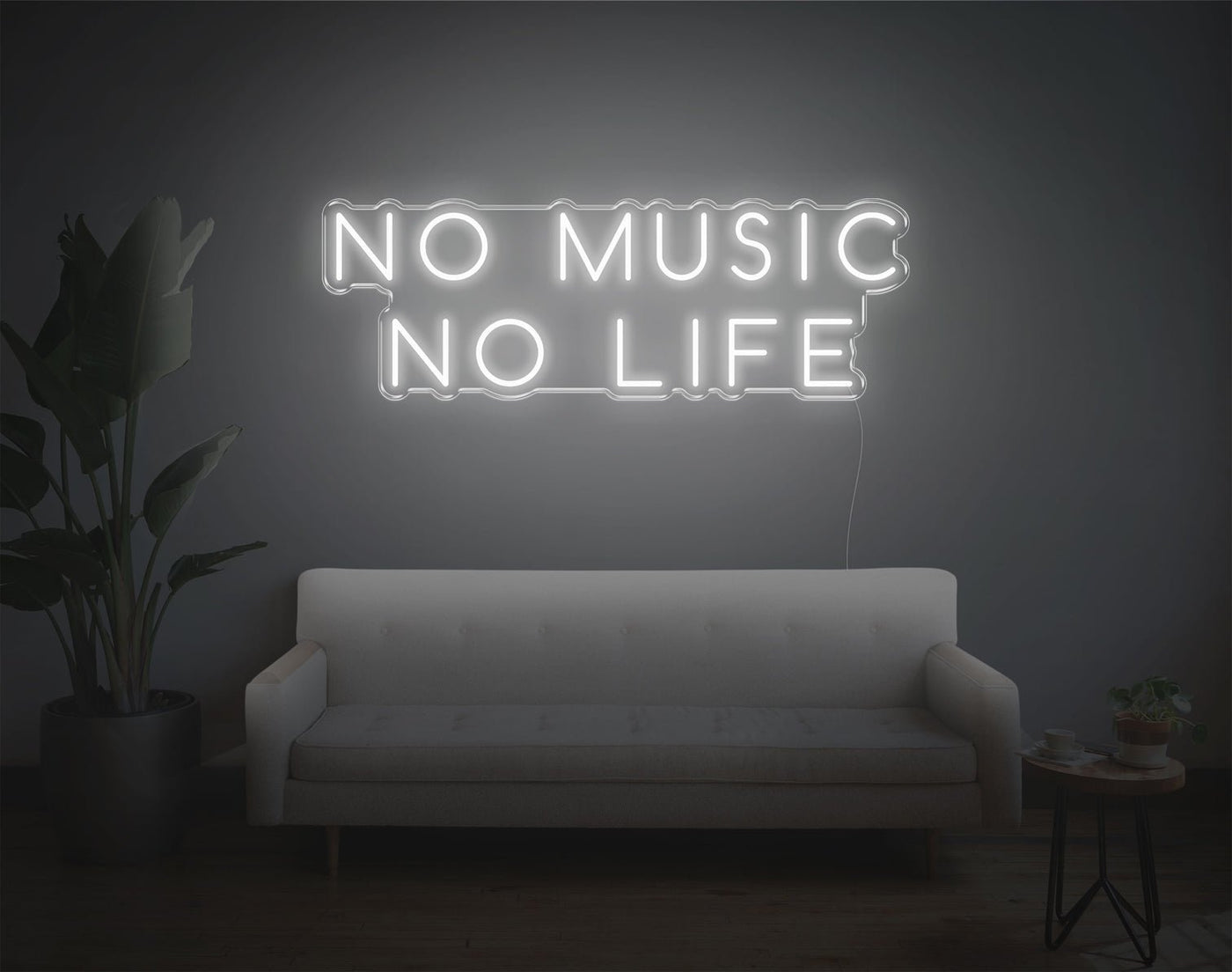No Music No Life LED Neon Sign - 12inch x 34inchWhite