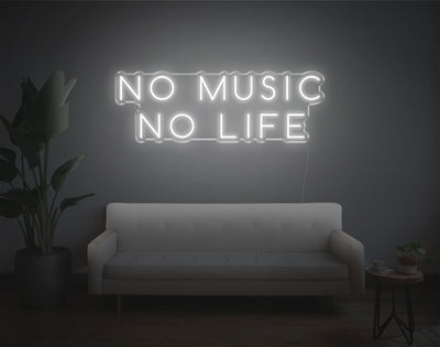 No Music No Life LED Neon Sign - 12inch x 34inchWhite