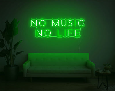 No Music No Life LED Neon Sign - 12inch x 34inchGreen