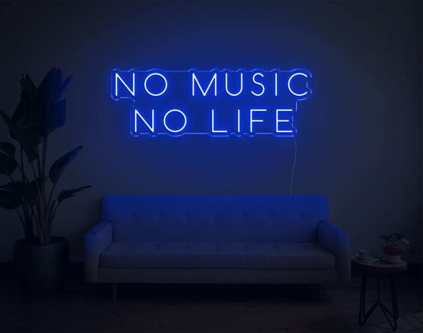 No Music No Life LED Neon Sign - 12inch x 34inchBlue