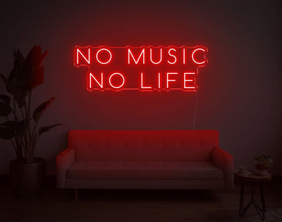 No Music No Life LED Neon Sign - 12inch x 34inchRed