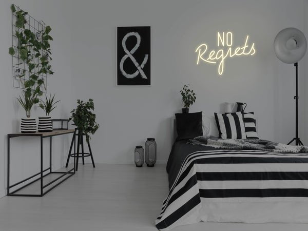 No Regrets LED Neon Sign - Warm white