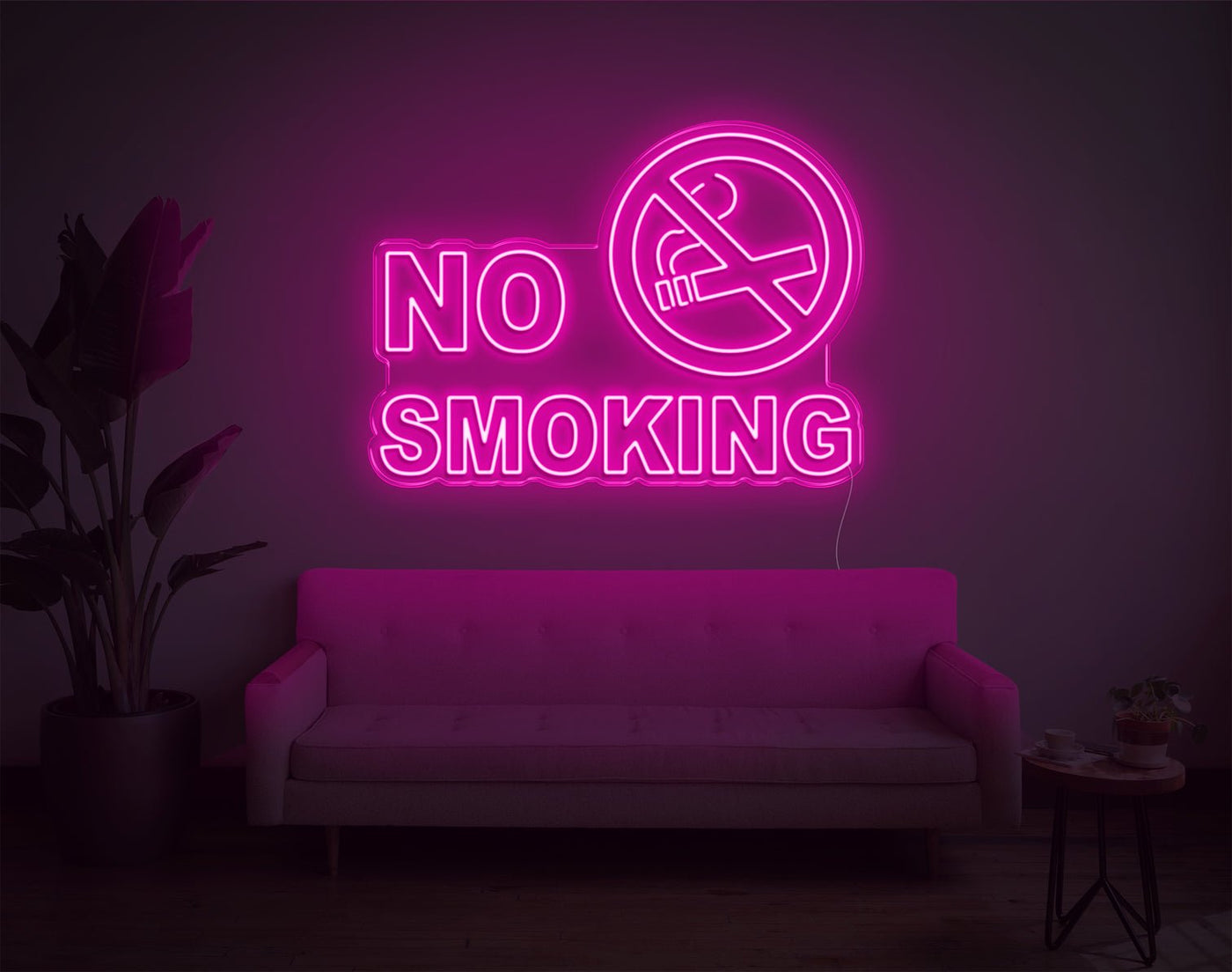 No Smoking LED Neon Sign - 26inch x 35inchHot Pink