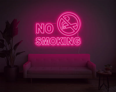 No Smoking LED Neon Sign - 26inch x 35inchLight Pink