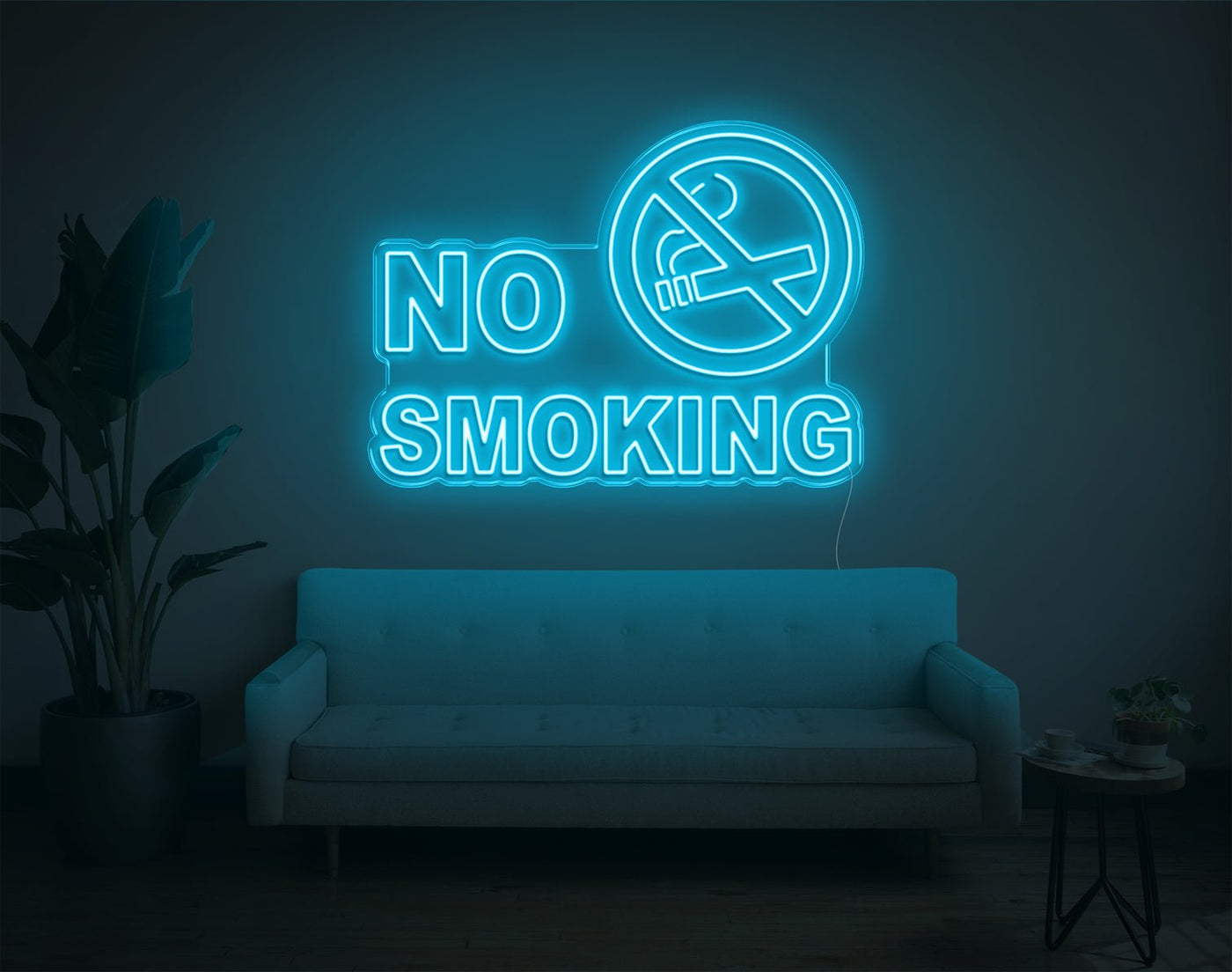 No Smoking LED Neon Sign - 26inch x 35inchLight Blue