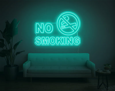 No Smoking LED Neon Sign - 26inch x 35inchTurquoise