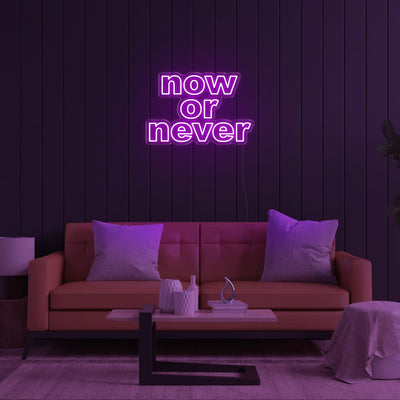 Now Or Never LED Neon Sign - 28inch x 19inchPurple