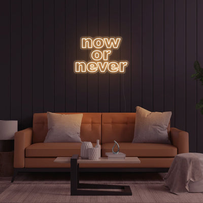 Now Or Never LED Neon Sign - 28inch x 19inchWarm White