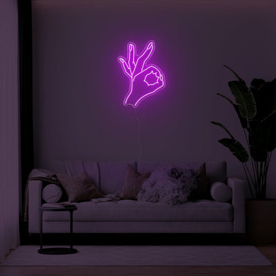 Okay Hand LED Neon Sign - 21inch x 30inchPurple