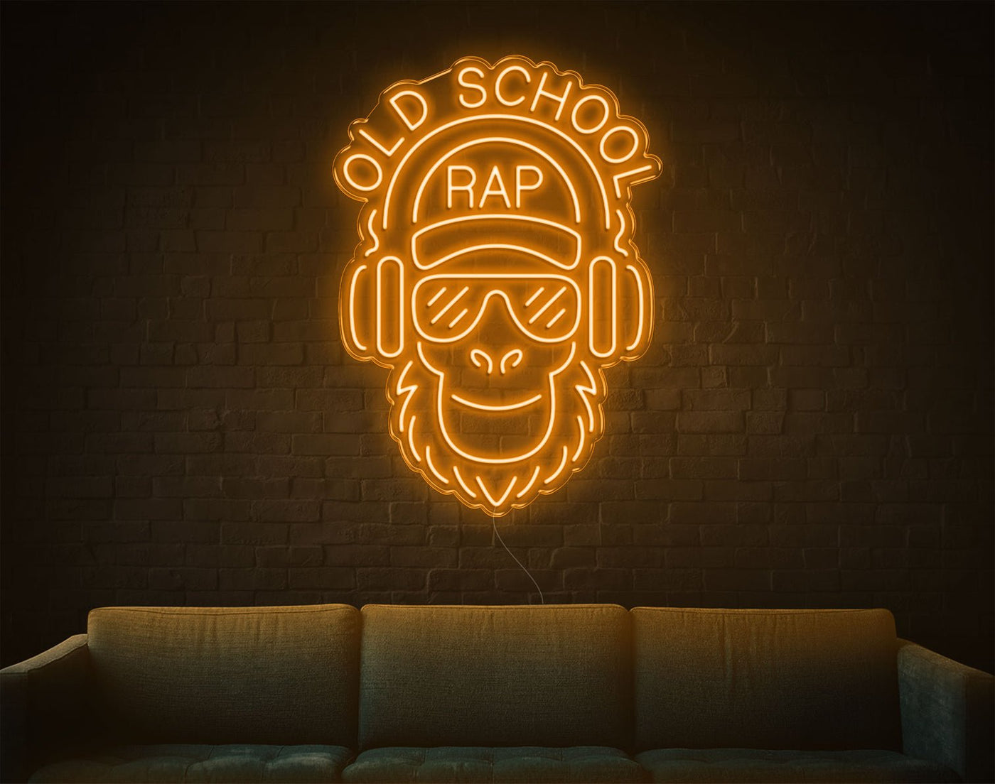 Old School Rap LED Neon Sign - 35inch x 25inchOrange