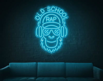 Old School Rap LED Neon Sign - 35inch x 25inchLight Blue