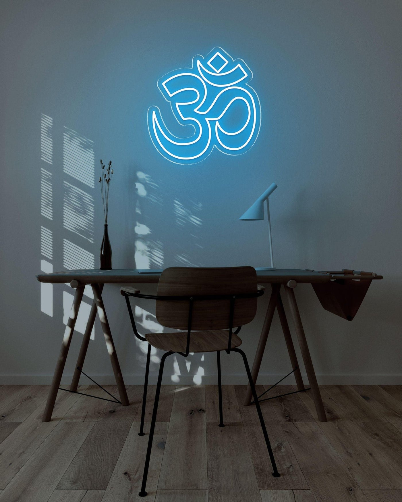 OM LED neon sign - 22inch x 22inchIce Blue