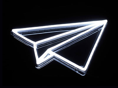 Paper Plane Neon Sign - White