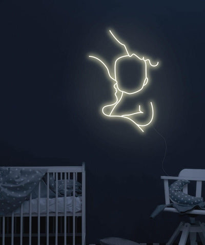 Parents and Baby Neon Sign - White