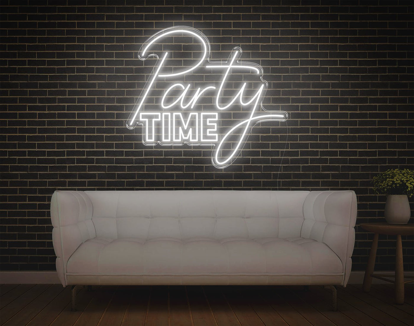 Party Time LED Neon Sign - 27inch x 31inchWhite