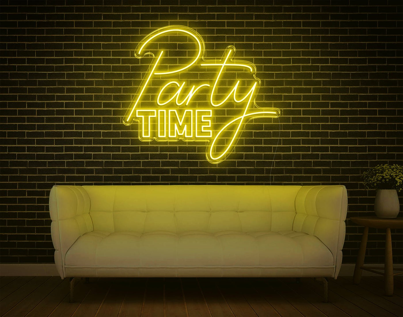 Party Time LED Neon Sign - 27inch x 31inchYellow
