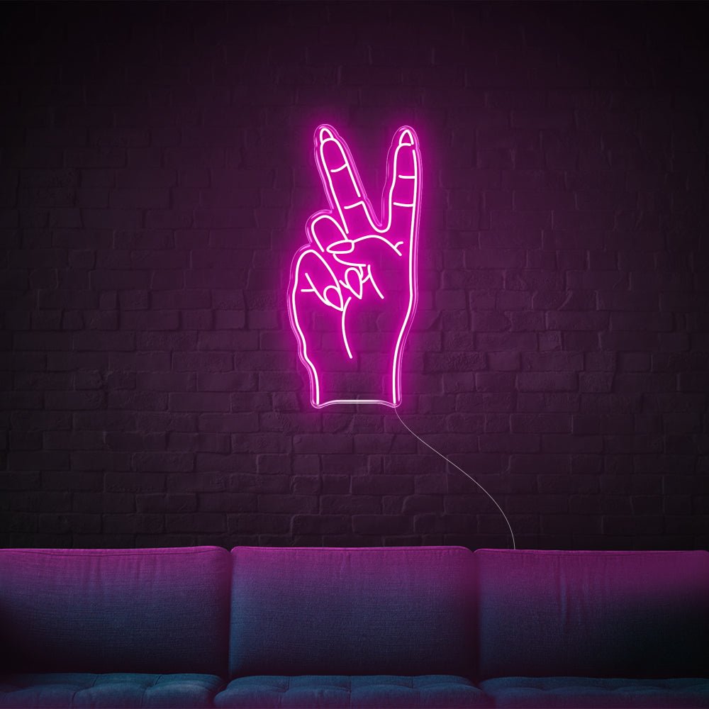 Peace Sign LED Neon Sign - 14inch x 30inchHot Pink