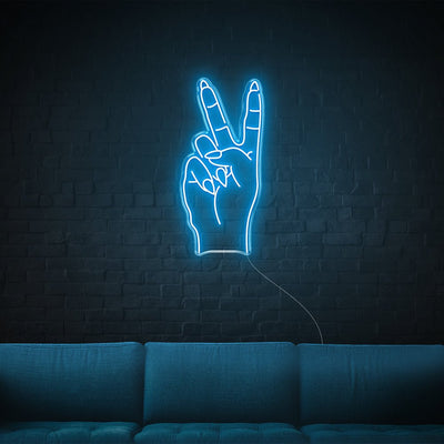 Peace Sign LED Neon Sign - 14inch x 30inchIce Blue