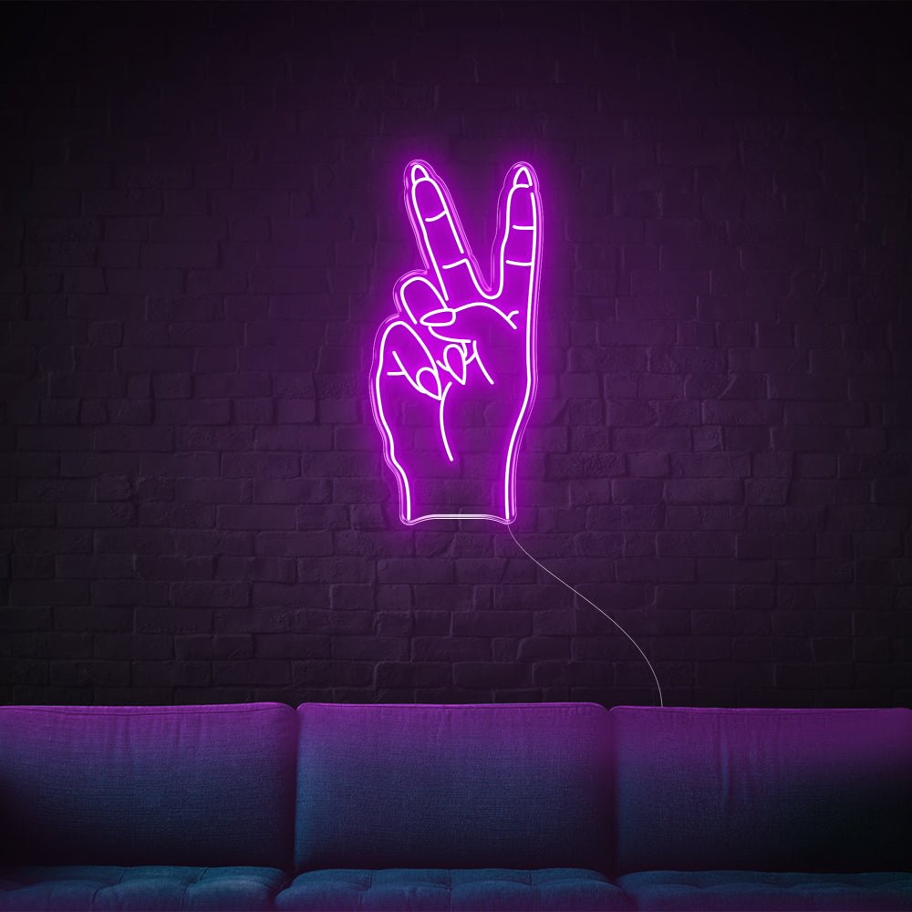 Peace Sign LED Neon Sign - 14inch x 30inchLight Pink
