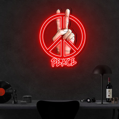 Peace Sign Neon Sign x Acrylic Artwork - 2ftx1.8ftLED Neon x Acrylic Print