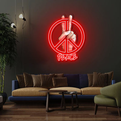 Peace Sign Neon Sign x Acrylic Artwork - 2ftx1.8ftLED Neon x Acrylic Print