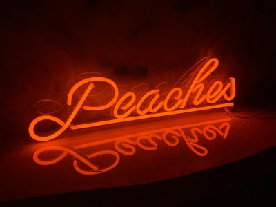 Peaches Neon Sign - White