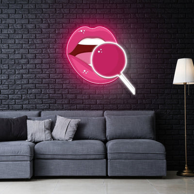 Pink Lip Neon Sign x Acrylic Artwork - 2ftLED Neon x Acrylic Print
