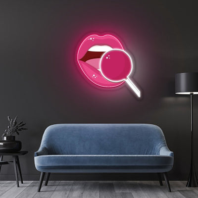 Pink Lip Neon Sign x Acrylic Artwork - 2ftLED Neon x Acrylic Print