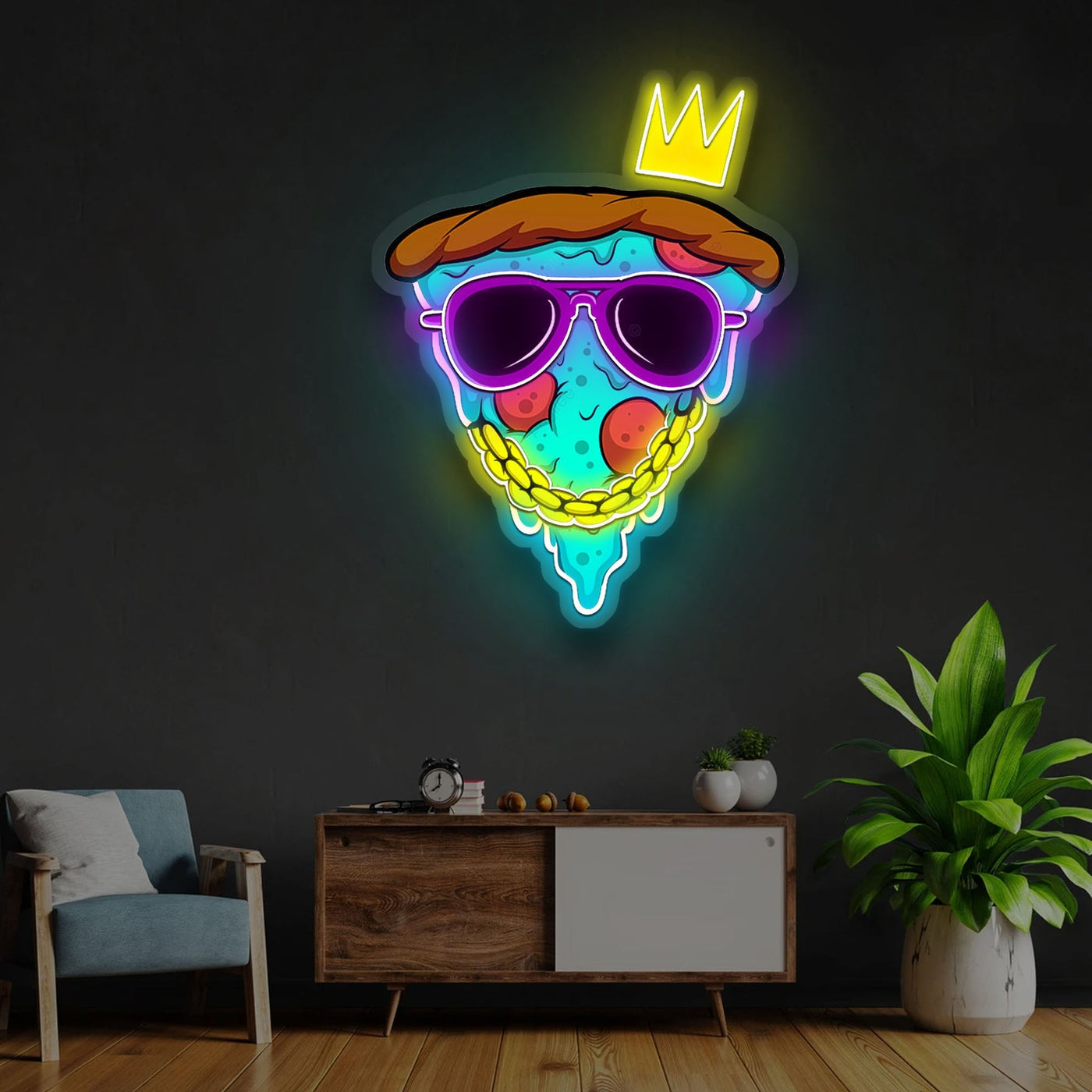 Pizza Swag Neon Sign x Acrylic Artwork - 2ftLED Neon x Acrylic Print