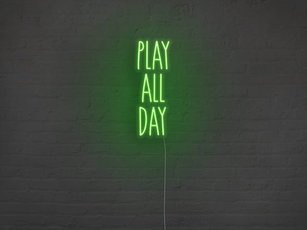 Play All Day LED Neon Sign - Green