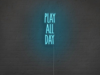 Play All Day LED Neon Sign - Blue