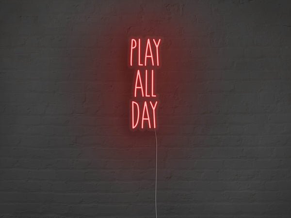 Play All Day LED Neon Sign - Red