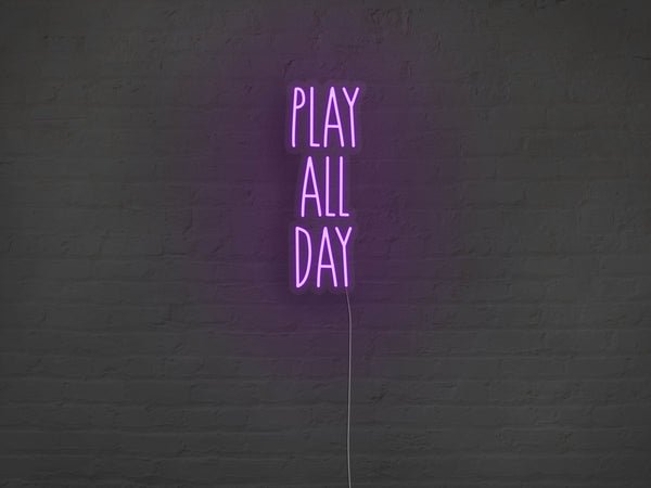 Play All Day LED Neon Sign - Purple