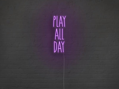 Play All Day LED Neon Sign - Purple