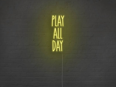 Play All Day LED Neon Sign - Yellow