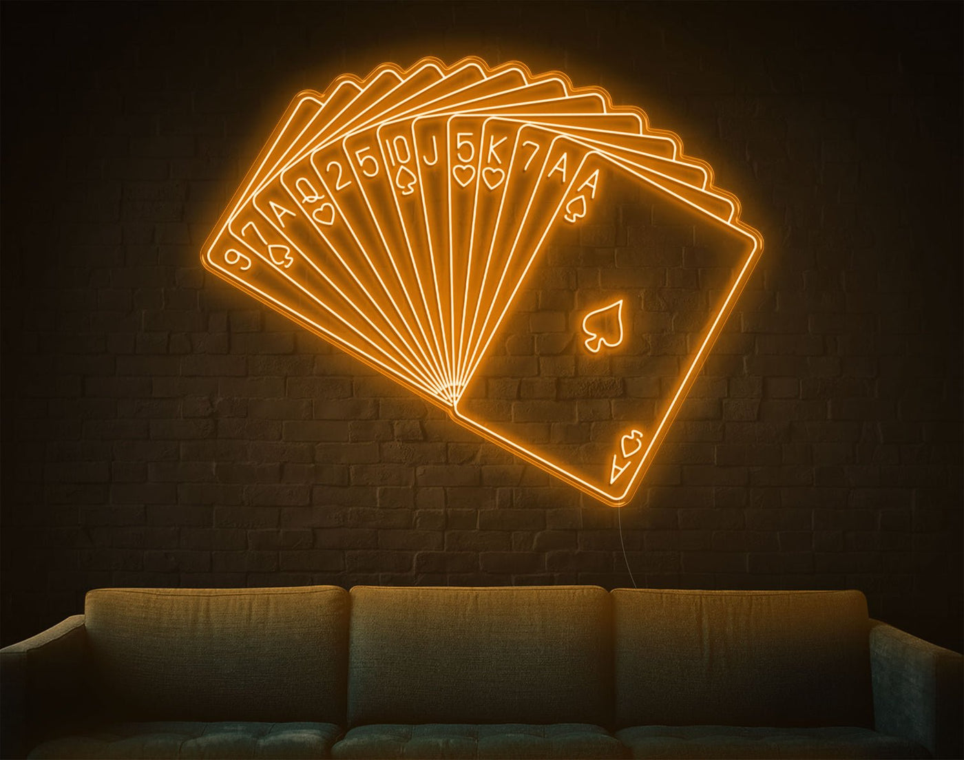 Playing Cards LED Neon Sign - 55inch x 69inchOrange