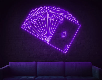 Playing Cards LED Neon Sign - 55inch x 69inchPurple