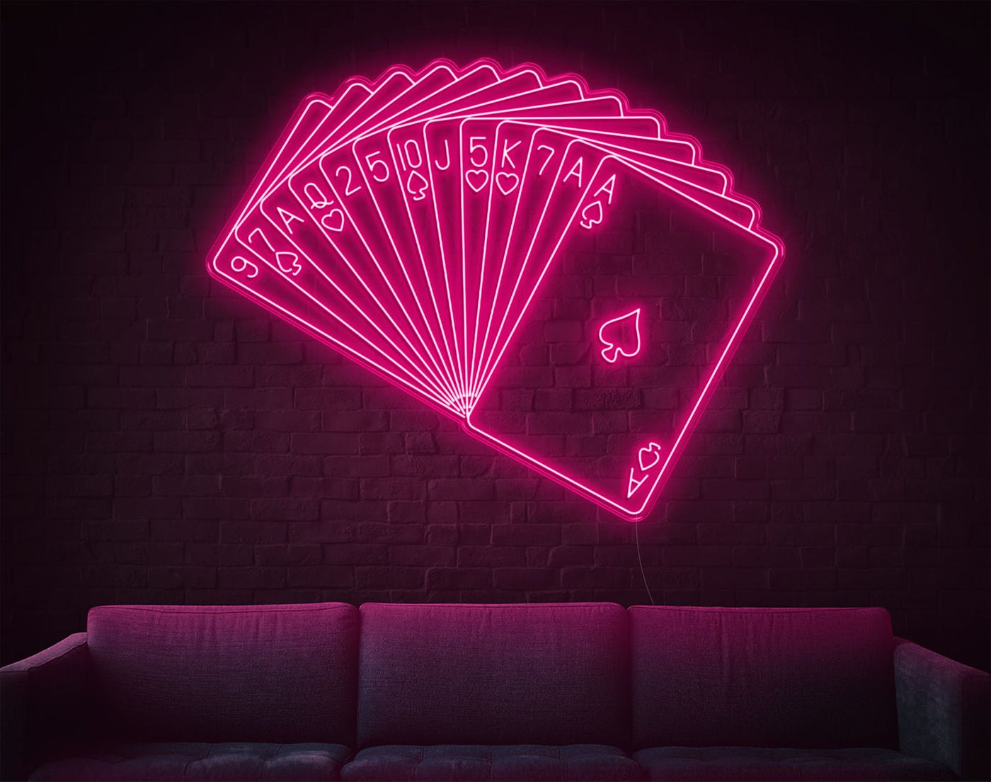 Playing Cards LED Neon Sign - 55inch x 69inchLight Pink
