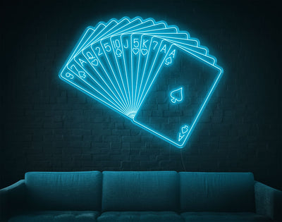 Playing Cards LED Neon Sign - 55inch x 69inchLight Blue