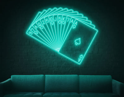 Playing Cards LED Neon Sign - 55inch x 69inchTurquoise