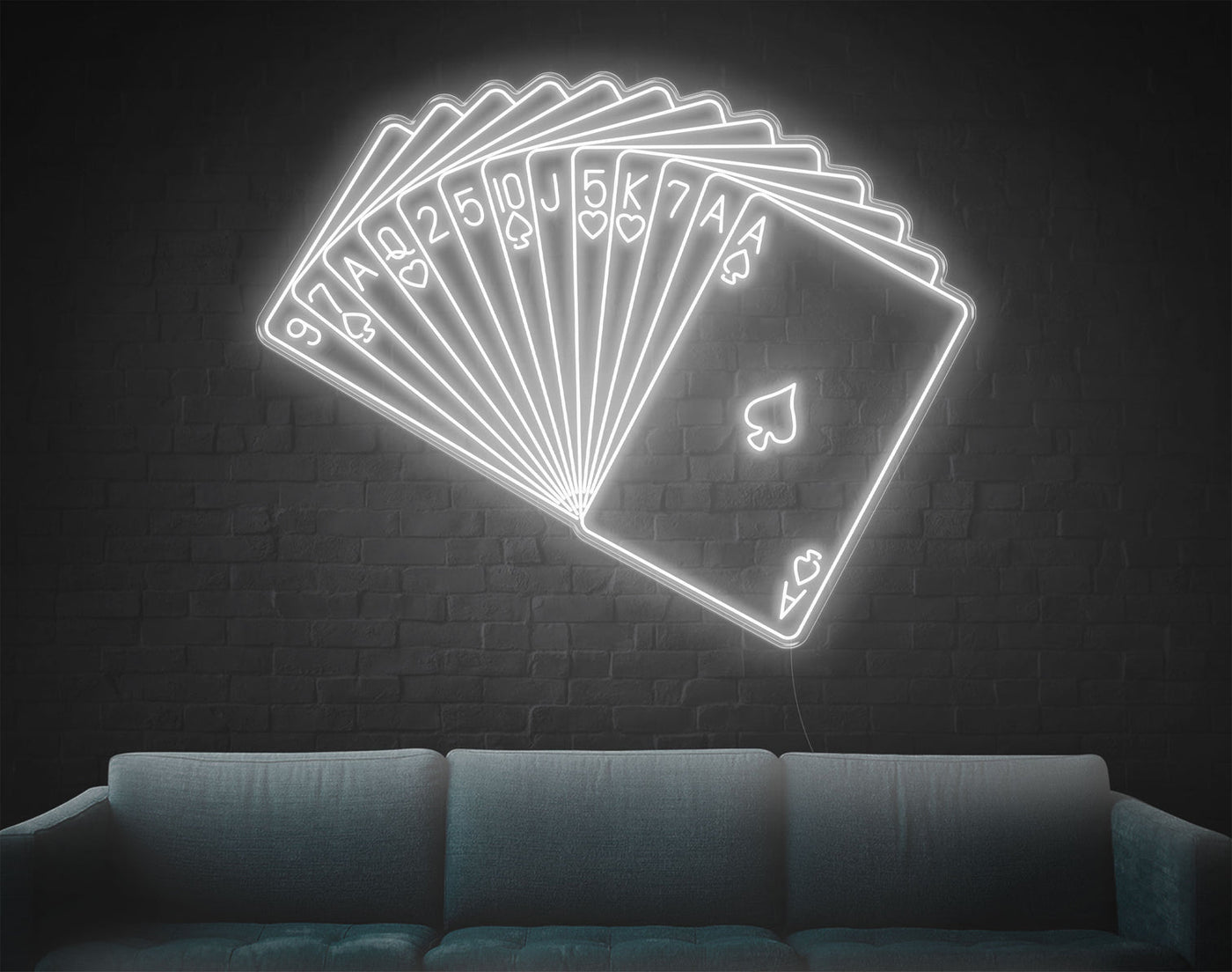 Playing Cards LED Neon Sign - 55inch x 69inchWhite