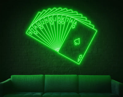 Playing Cards LED Neon Sign - 55inch x 69inchGreen