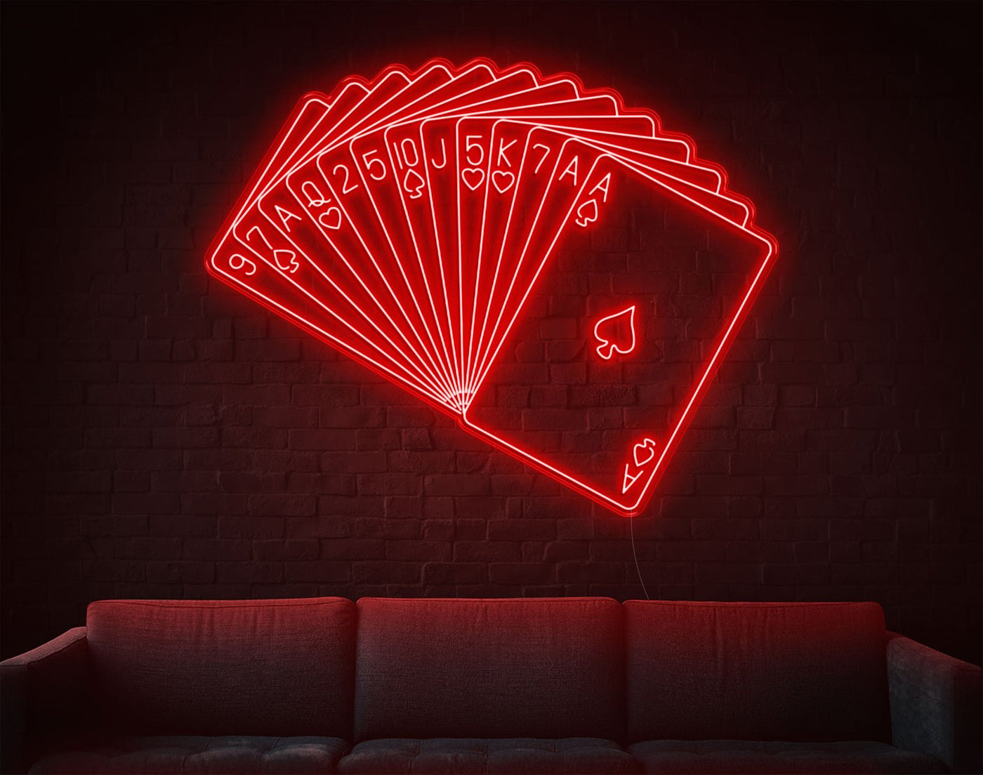 Playing Cards LED Neon Sign - 55inch x 69inchRed
