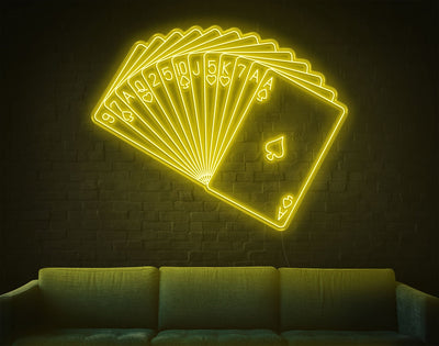 Playing Cards LED Neon Sign - 55inch x 69inchYellow
